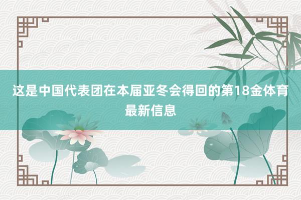 这是中国代表团在本届亚冬会得回的第18金体育最新信息