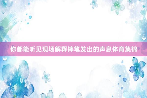 你都能听见现场解释摔笔发出的声息体育集锦