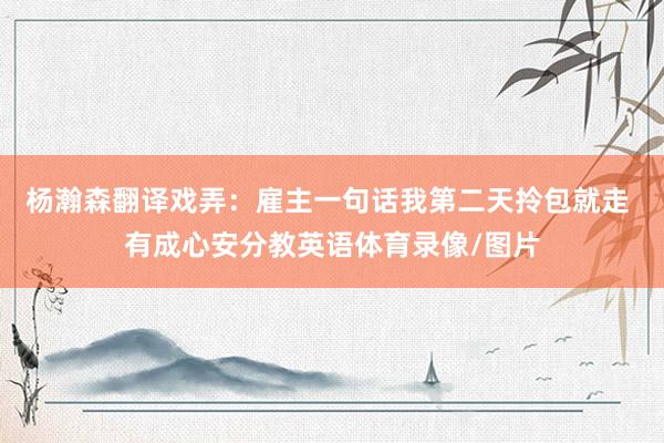 杨瀚森翻译戏弄：雇主一句话我第二天拎包就走 有成心安分教英语体育录像/图片
