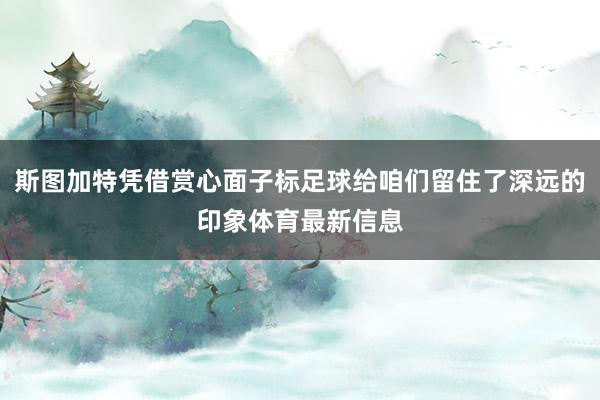 斯图加特凭借赏心面子标足球给咱们留住了深远的印象体育最新信息