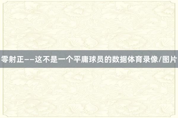 零射正——这不是一个平庸球员的数据体育录像/图片